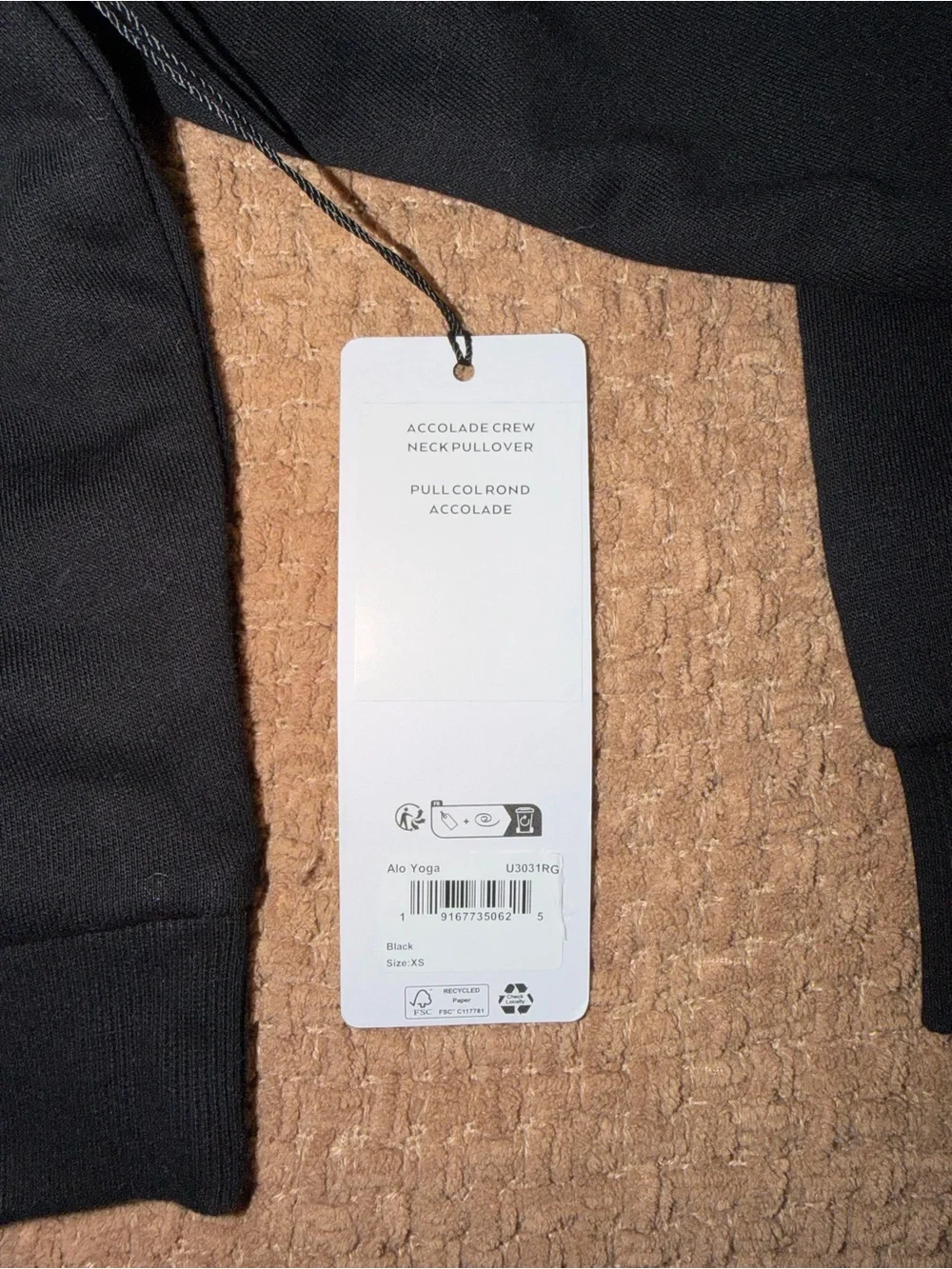 ALO Black Crewneck Sweater-Black Small